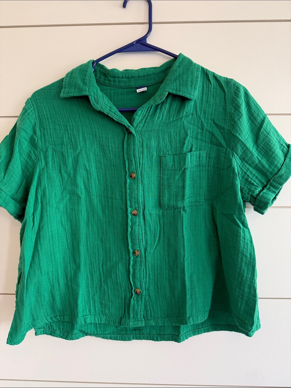 Old Navy Emerald Green Short-Sleeve Button-Down Shirt